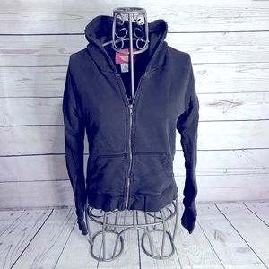 Buckle Full Zip Distressed Hoodie